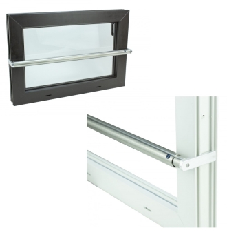 Kellerfenster weiss/ braun mit Komplett Set Sicherheitsstange Sondermaße auf Anfrage